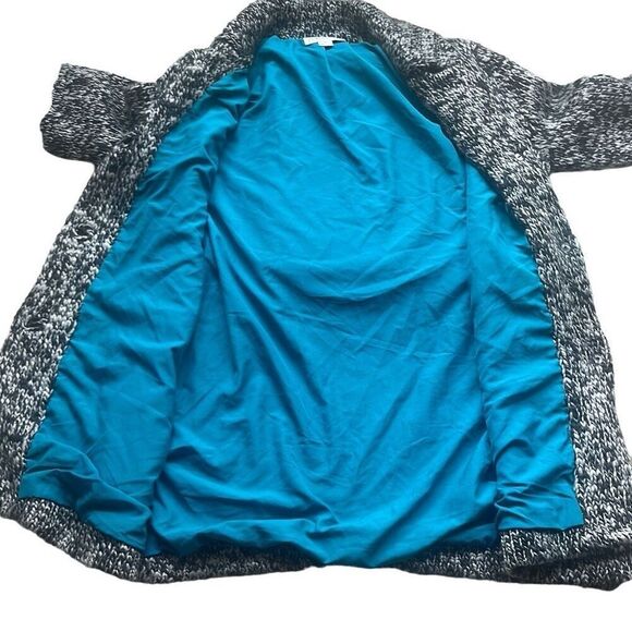 Pendleton Black Gray Marled Sweater Coat 3 Button Med Petite Wool Blend Grandma - Picture 6 of 11